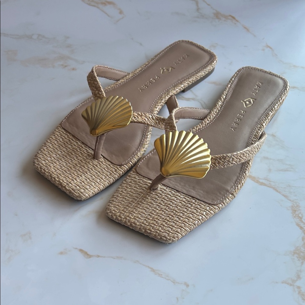 Katy Perry Collections Beige Sandals with Gold Shell